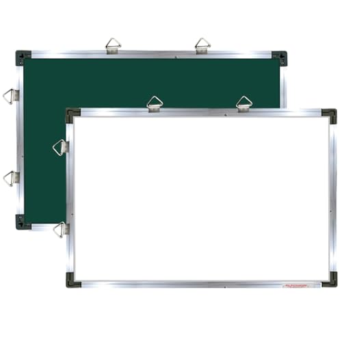 Image of ALKOSIGN Crystal Series Non-Magnetic Dual-Sided Board White Board and Green Chalkboard (1.5ft x 2ft) (Small) Writing Board, Markerboard, Dry Wipe Board for Home, Study Room & Office