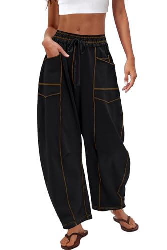 Nirovien Womens Barrel Sweatpants High Waisted Wide Leg Pants Drawstring Athletic Baggy Pants Lounge Sweats
