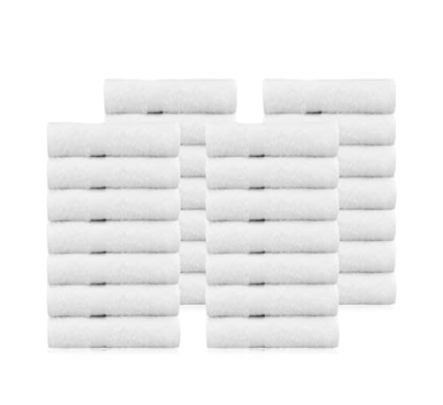 COTTON CRAFT Simplicity Washcloth Set -28 Pack 12x12-100% Cotton Face Body Baby Washcloths - Quick Dry Lightweight Absorbent Soft Everyday Luxury Hotel Spa Gym Pool Camp Travel Dorm Easy Care - White