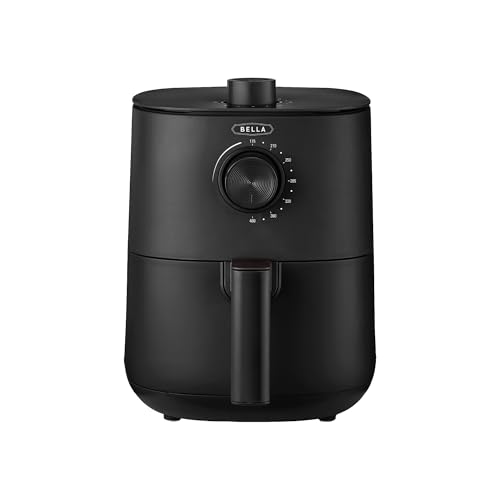 bella Freidora manual de aire caliente de 3 l, para freír sin aceite. Sartén antiadherente apta para lavavajillas y rejilla para freír de fácil limpieza. Color negro mate