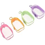 [FRCOLOR] 4個 透明ミニフィギュア収納バッグ キーホルダー付き防水防塵ポータブル収納ポーチ 人形 化粧品 小物整理用