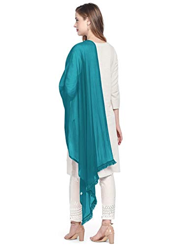 Women's Solid Teal Blue Chiffon Dupatta (Free Size)…4
