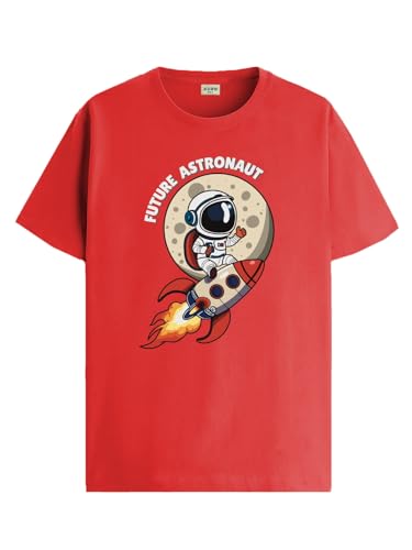 Image of ADRO T Shirts for Boys & Girls | Astronaut Printed T-Shirt | Ages 3-14 | 100% Cotton Round Neck Tshirt for Boys