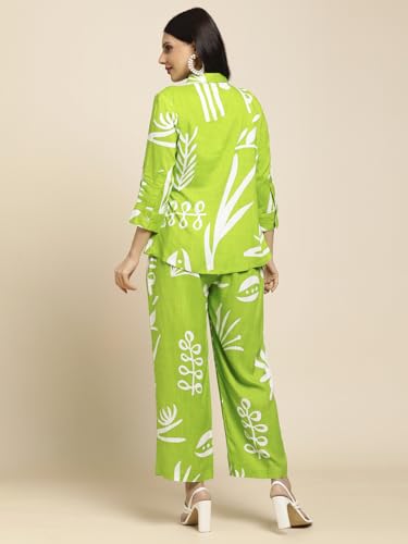 Image of RATAN Women's Rayon All Over Floral Printed Night Suit Shirt and Pajama Co-ord Set