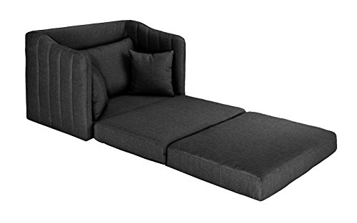 Sofamania Modern Soft Linen Fabric Modular/Convertible Sleeper Chair (Dark Grey) - Thumbnail 6