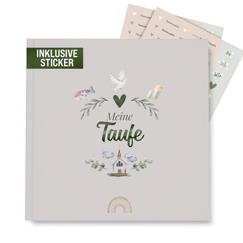 colortouch Gästebuch Taufe mit Aufkleber Taufbuch zum Ausfüllen 90 Seiten zum Selbstgestalten Taufe Geschenk & Erinnerungsalbum für die Junge & Mädchen Hochwertiger Hardcover