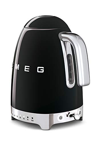Image of Smeg 1.7L Variable Temperature Electric Kettle 2400W, Original Italian Brand, Patented Smeg Black Color, Highest Food Grade Stainless Steel Body, Soft Lid Opening System, Luxury 50's Style KLF04BLEU