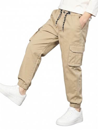 Image of A.T.U.N. (ALL THINGS UBER NICE) Boys Cotton Cargo Pants | Soft Comfortable Casual Wear | Relaxed Fit Trousers with 6 Utility Pockets | Adjustable Waist for Daily Outdoor and Travel Use