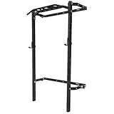 PRx Performance Profile ONE Squat Rack 2'x3' with Kipping or Pull Up Bar, Wall Mounted Home Gym Folding Fitness Equipment Power Rack, Shark Tank Company (Black Onyx with Multi-Grip Bar, 90')