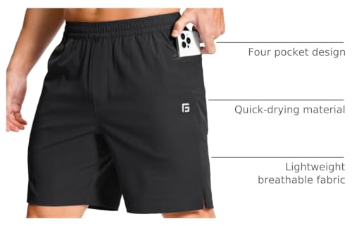 Image of GGJ Men's Lightweight Athletic Shorts with 2 Zipper Pockets 7 inch /9 inch /5 inch Gym Workout Running Quick Dry Tennis Shorts for Men