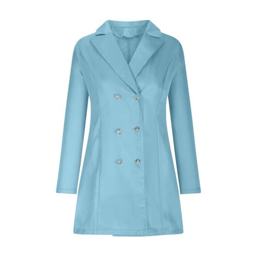Women's Fall Winter Blazer Double Breasted Long Sleeve Long Suit Jackets Lapel Casual Dressy Blazer Trench Coats2