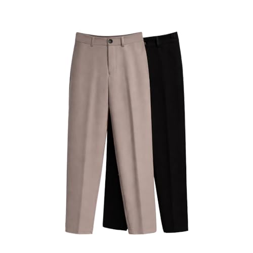 Pantalon femme chic beige et noir en coton stretch Toochki