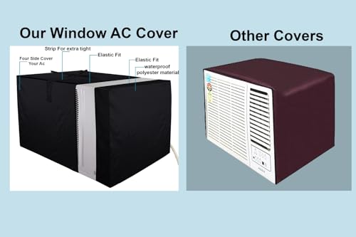 Image of The Furnishing Tree window ac cover suitable for BlueStar 2 Ton 3W24GBT, Black Color Elastic fit Cover for front and rear Of Window Ac