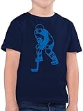 Kinder Sport Kleidung - Eishockeyspieler blau - 152 (12/13 Jahre) - Dunkelblau - Shirt blau Kinder - F130K - Kinder Tshirts und T-Shirt für Jungen