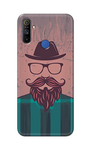 Image of PRINTFIDAA Man Icon with Beard Shirt Hipster Printed Designer Hard Case for Realme Narzo 10A / 20A Back Cover -(e) RPM1001