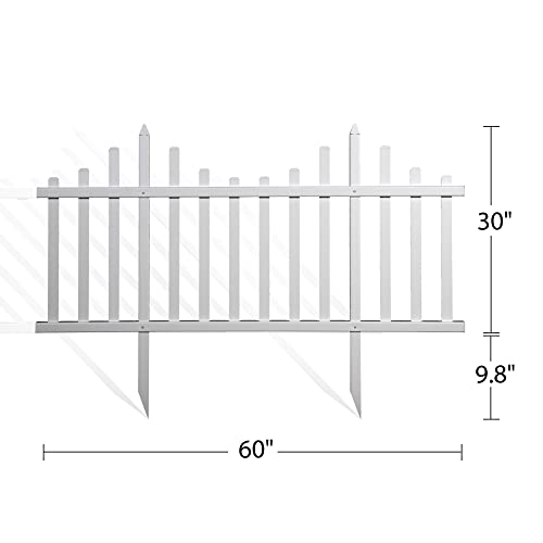 PexFix 30\" x 60\" Outdoor Fence Garden Fence No Dig Madison Vinyl Picket Fence, White, Fencing for Backyard Patio (1 Panel)