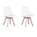 BenyLed Set di 2 Sedie Moderne con Seduta Imbottita, Stile Nordico Sedia Cucina con Gambe in Legno, Bianco