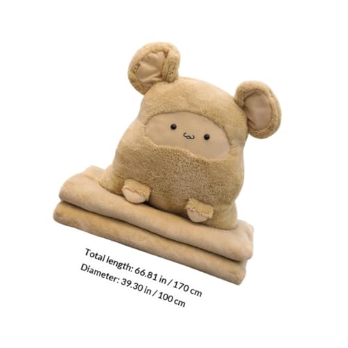Couverture en peluche marron et oreiller zippé VICASKY pour sieste