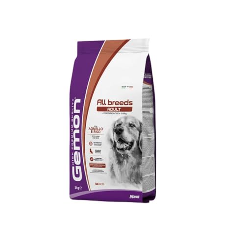 Gemon All Breeds Cane Adult Agnello e Riso 3kg, alimento completo secco per cani adulti di tutte le taglie, confezione da 3kg.