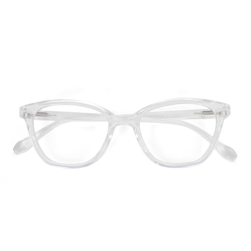 MMOWW Gafas de Lectura para Mujeres Elegante Montura Ojos de Gato Gafas de Bloqueo a Luz Azul Bisagras de Muelle (Transparente, +2.0)