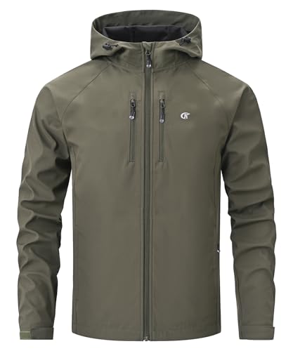 Huayuzh Softshelljacke für Herren Wasserdicht Winddicht Atmungsaktiv Outdoor Jacke Windbreaker Regenjacke Wandern Camping Armeegrün XL