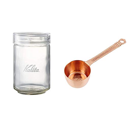Kalita (カリタ) キャニスター All Clear Bottle 300 1000ml (コーヒー豆約300g) クリア #44272 & 【Amazon.co.jp限定】 銅製 コーヒーメジャー 10g #44001A【セット買い】