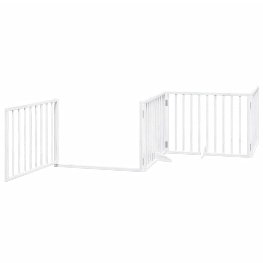 Homgoday Barrera para Perros,Barrera de Seguridad para Perros Mascotas,para Escaleras y Puertas Puerta de Perros Plegable 10 Paneles Madera álamo Blanca 800 cm