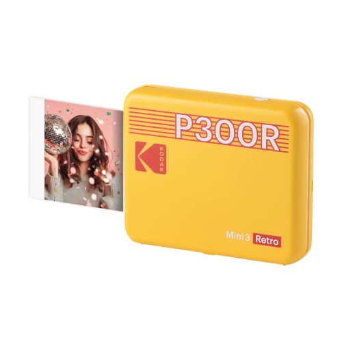 KODAK Mini 3 Retro 4PASS Mobiler Fotodrucker (7,6x7,6cm) - Gelb