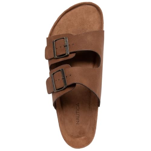 Image of Nautica Men's Sandals - Casual Slides with 2 Adjustable Buckle Straps and Cork Footbed for Ultimate Comfort and Style (Regular /Wide Width, Big Size)