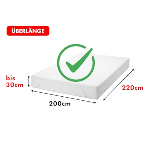Jacobson Bio Spannbettlaken ÜBERLÄNGE 200x220cm Baumwolle Spannbettlaken, GOTS zertifiziertes Bettlaken… – Ansicht 5