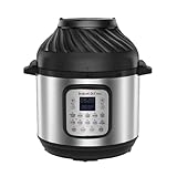 Instant Pot Duo Crisp + Air 11 en 1 Olla a Presión Multiusos y Freidora de Aire con Función de Vaporera, Deshidratadora, Parrilla y Cocción Lenta, 5.7 l, Color Plata, Acero inoxidable