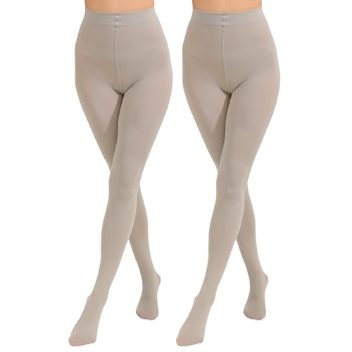 Image of Paralinda 2 Pairs Women's Solid Color Tights 80D, Soft Opaque Microfiber Tights