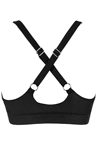 Women’s Supportive Scoop Neck Sporty Swimsuit Cross Spaghetti Strap Bathing Suit Bikini Top2