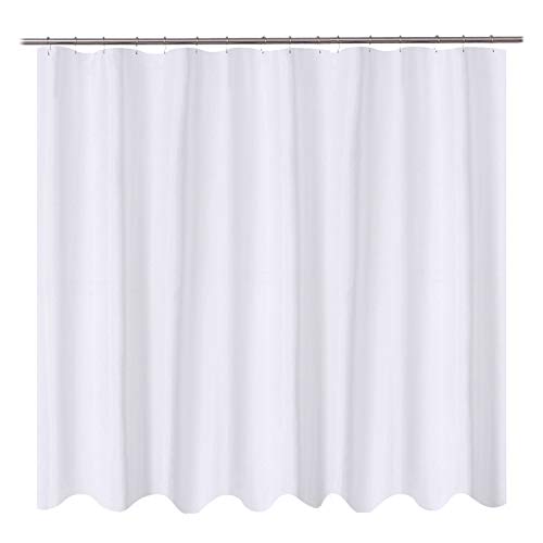 Image of N&Y HOME Fabric Shower Curtain Liner 96 x 78 inch XL Size, Hotel Quality, Washable, Water Repellent, White Bathroom Curtains with Grommets, 96x78
