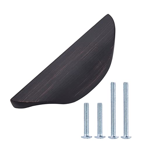 Image of South Main Hardware Modern Finger Cabinet Drawer Pull Handle, 3.07 inch Length (1.26 inch Hole Center), Oil Rubbed Bronze Finish, Mounting Hardware Included, 10-Pack
