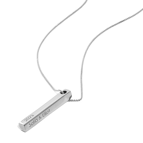 Personalized Dimensional Totem 3D Bar in Sterling Silver - Engraved Name Necklace - Custom Made Jewelry for Her, Women - Dainty Gift for Mother's Day - by MYKA