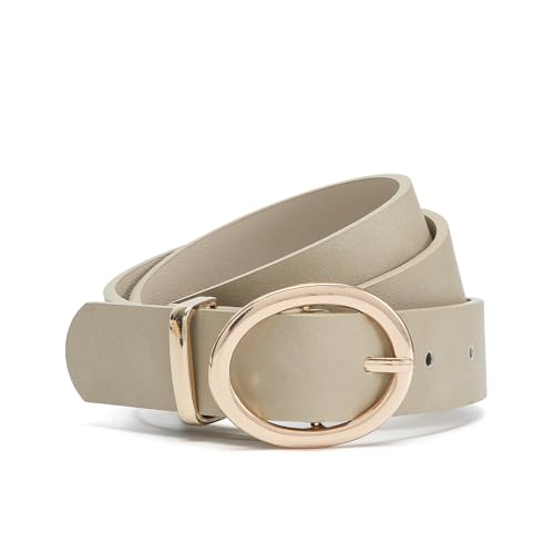 Womens Belts for Jeans Classic Oval Gold Buckle Faux Leather Waist Belt2