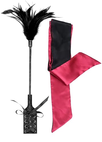 Feather Ticklers Teasers Adult and Sexy Eye Mask - Couples Bedroom Sexy Accessories Sex Blindfold Tickler for Adults Bedroom 2pcs Set for Sex Roleplay