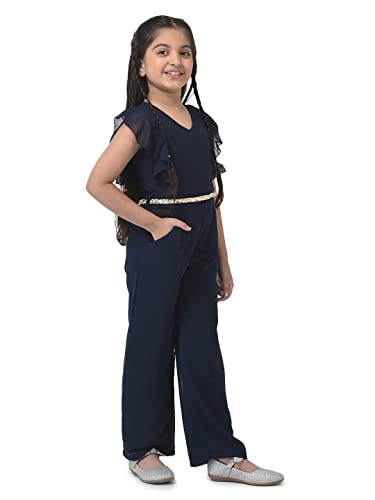 Image of Cub McPaws Girls Ruffle Sleeves Jumpsuit with Belt | 4-12 Years