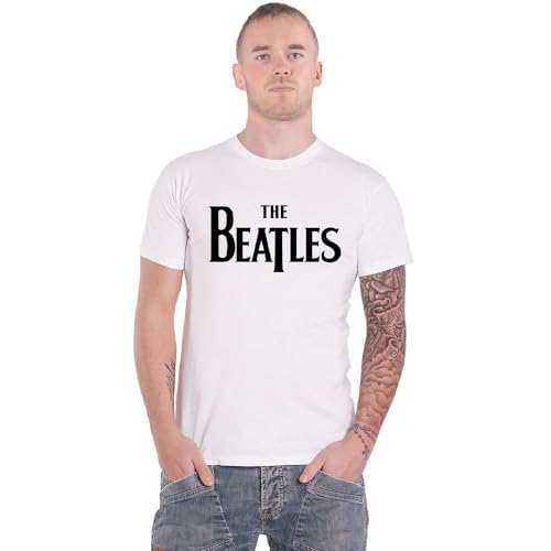 The Beatles Men's Drop T Short Sleeve T-Shirt, White, Small