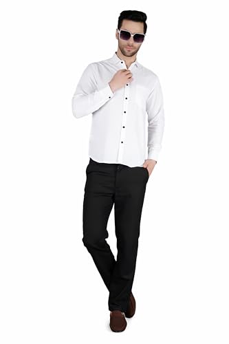Image of Mens Slim fit Solid Casual Cotton Shirt with Spread Collar and Full Sleeves || Suitable for Office wear