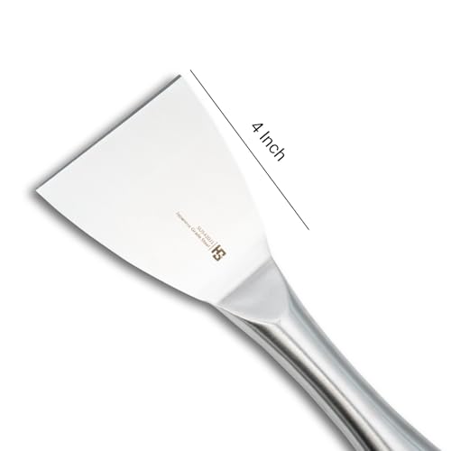 Image of HS 4 Inch Professional Stainless Steel Scraper with Medium Handle | Japanese Grade | Stainless Steel for Home and Commercial Use | SUS420J2
