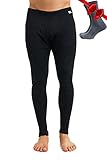 Merino Unterwäsche Herren - Lange Unterhosen Herren Merino Thermounterwäsche + Wollsocken (Large, 320 Charcoal Grey)