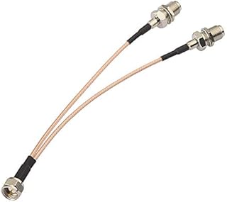 SUPERBAT F-Type Splitter Cable F Male to F Dual Female Coax Splitter Cable V-Type F Type TV Splitter Cable Satellite 50ohm 15cm(6 inches)