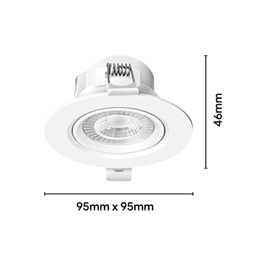 wipro Polycarbonate Garnet 6W Round LED Wave Spotlight,COB Spotlight For Ceiling|Warm White Light 2700K,Adjustable Design,Recessed Tiltable Downlighter For False Ceiling,Cutout,75 Mm,Pack Of 2,Flanged
