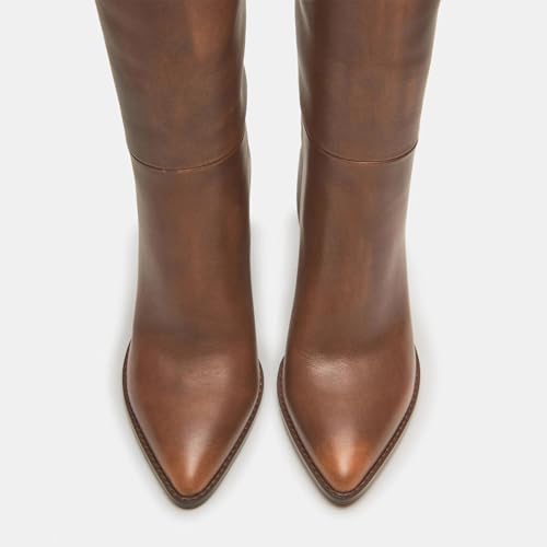 Knee High Boots for Women, Comfortable Chunky High Heel Pointed Toe Wide Calf Leather Tall Boots with Side Zip4