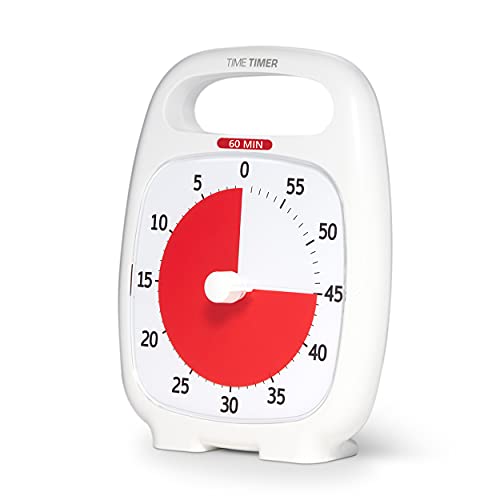 Time Timer Plus 60 Minute Desk Visual Timer — Countdown Timer With Portable Handle For Classroom, Office, Homeschooling, Study Tool With Silent Operation (White) #TOP1