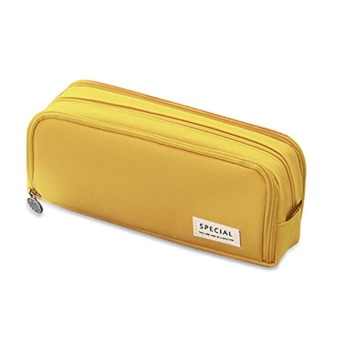 Federmäppchen Groß,Federmäppchen Mädchen,Bleistiftbeutel Federmappe Federtasche Stifteetui mit Doppelter Reißverschluss Pencil Case für Schüler Teenager (Gelb) Cover