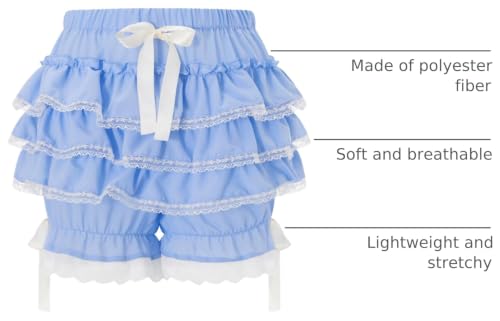 Image of Women Y2k Lolita Bloomers Ruffle Pumpkin Panties Bottom Lace Trim Layered High Waist Shorts Pettipants
