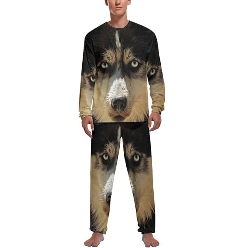 Pyjama husky homme ensemble haut bas manches longues vêtement de nuit